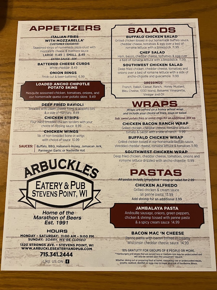 Menu Arbuckles Eatery & Pub-5