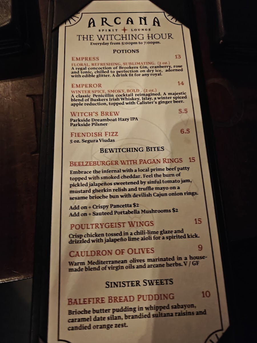 Menu Arcana Food And Spirits-8
