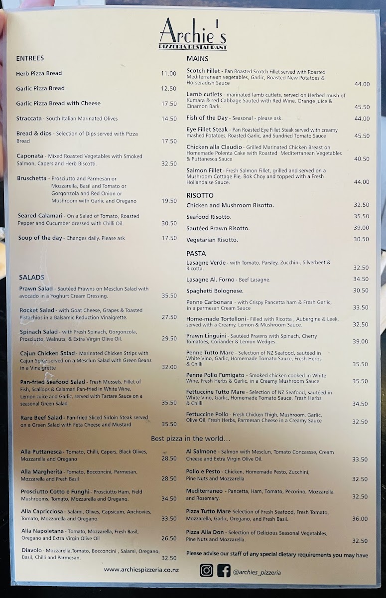 Menu Archie's Restaurant & Pizzeria-2