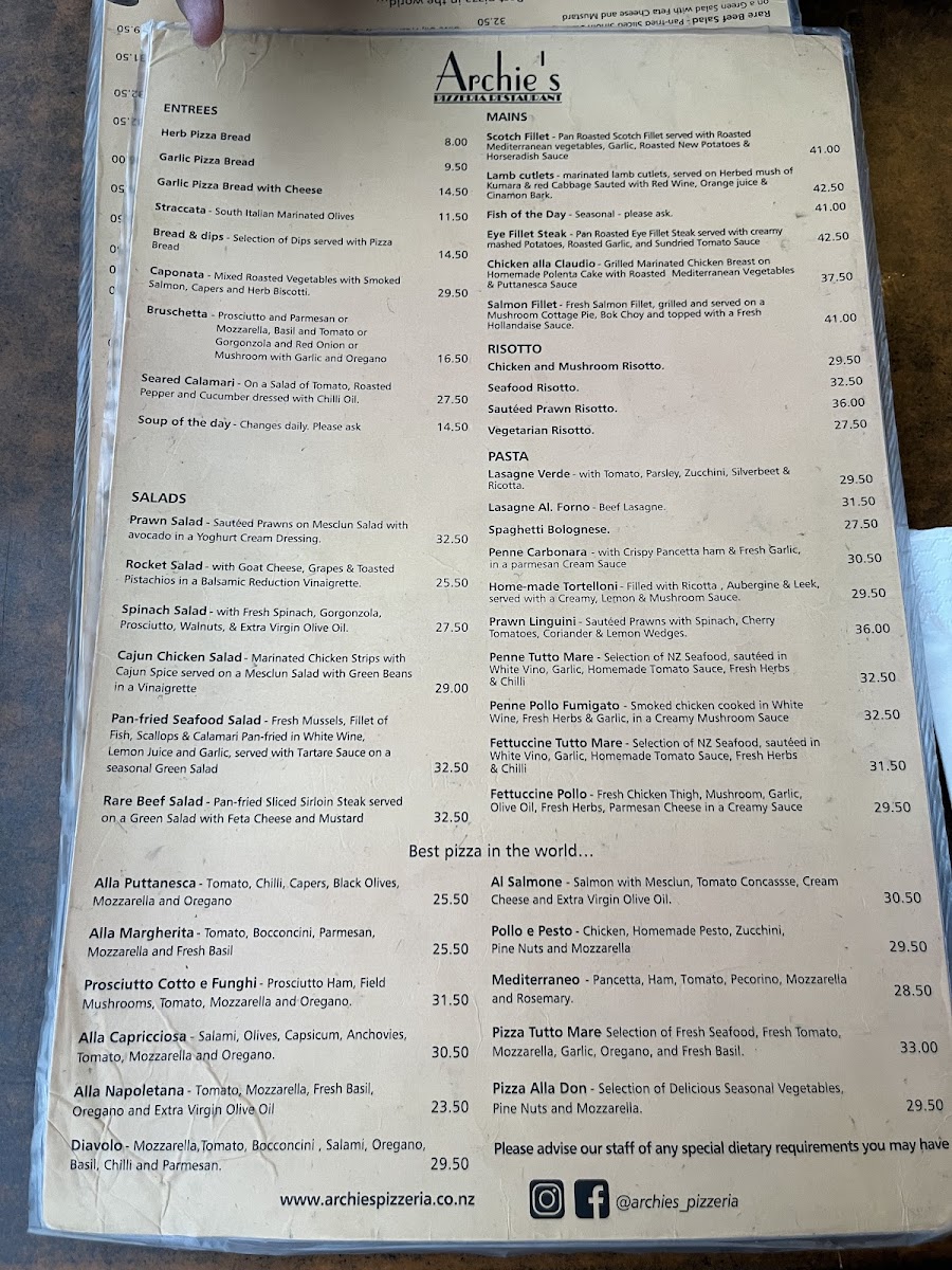 Menu Archie's Restaurant & Pizzeria-7
