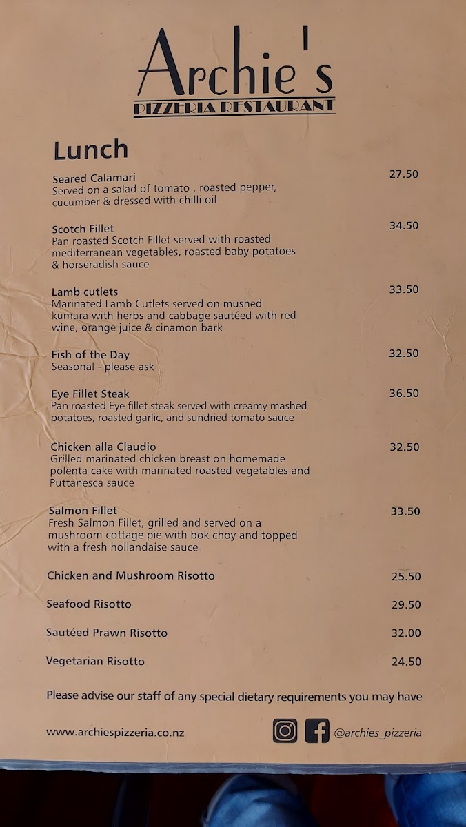 Menu Archie's Restaurant & Pizzeria-8