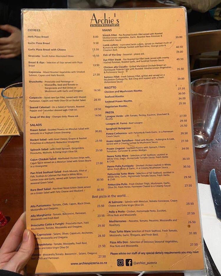 Menu Archie's Restaurant & Pizzeria-9