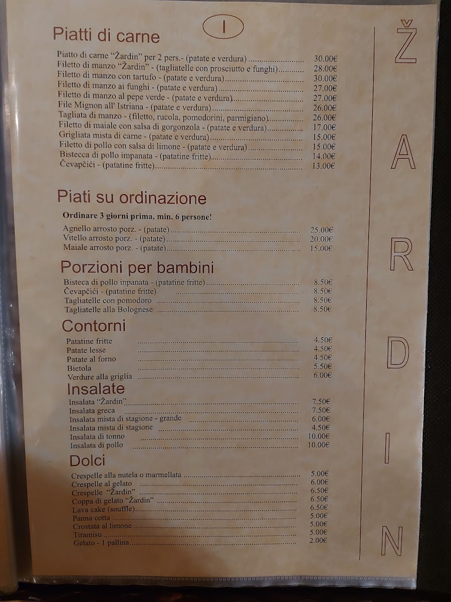 Menu 'žardin' Traditional Restaurant-1