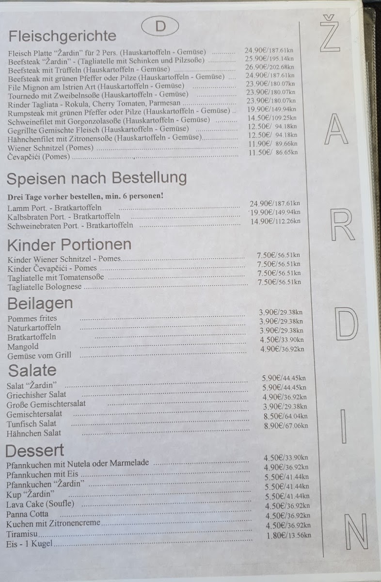 Menu 'žardin' Traditional Restaurant-2