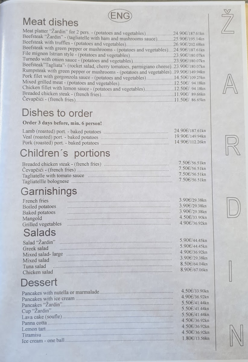 Menu 'žardin' Traditional Restaurant-3