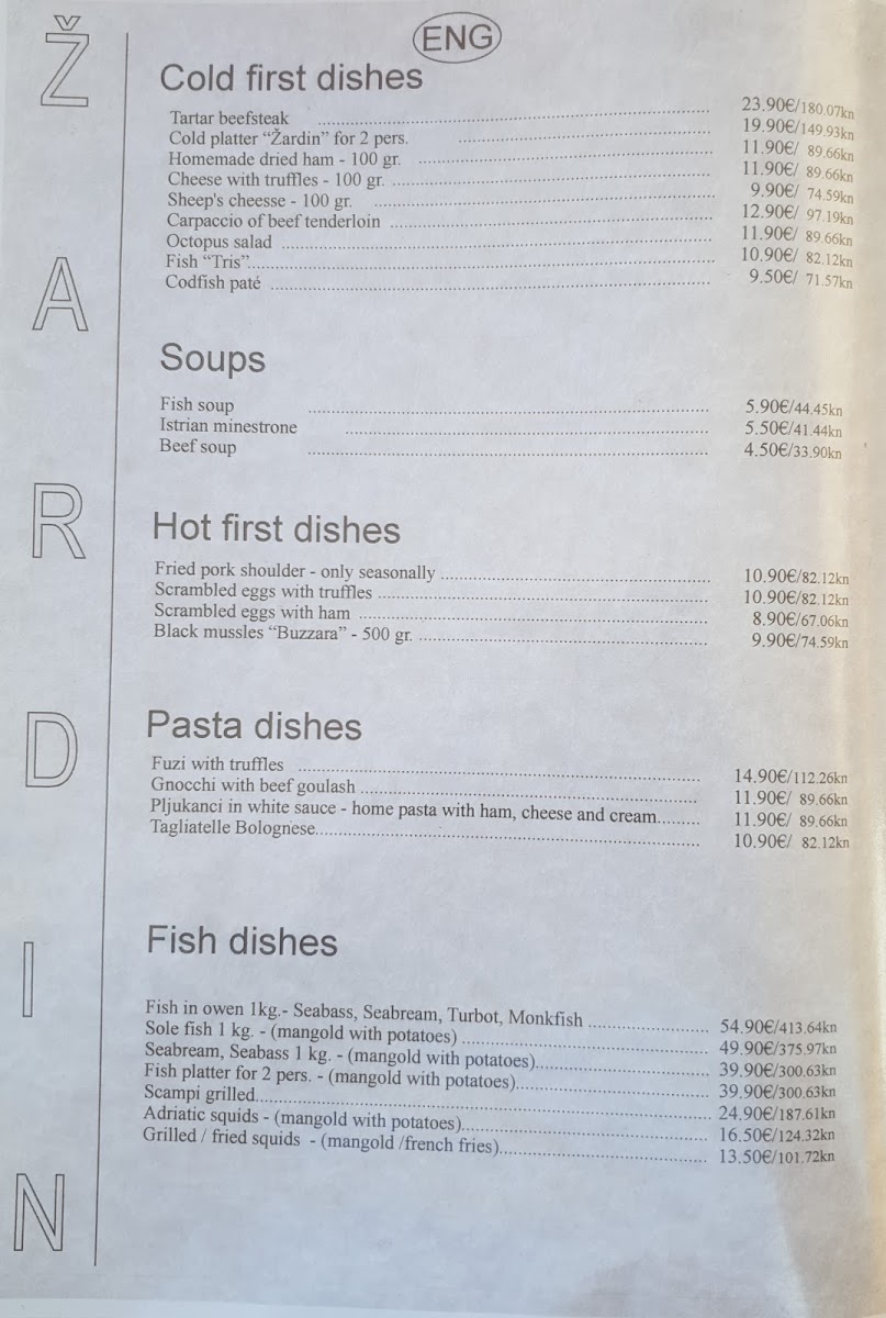 Menu 'žardin' Traditional Restaurant-7