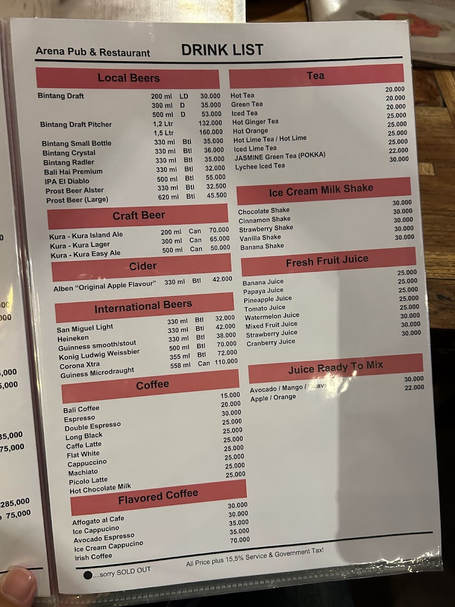 Menu Arena Pub & Restaurant-7