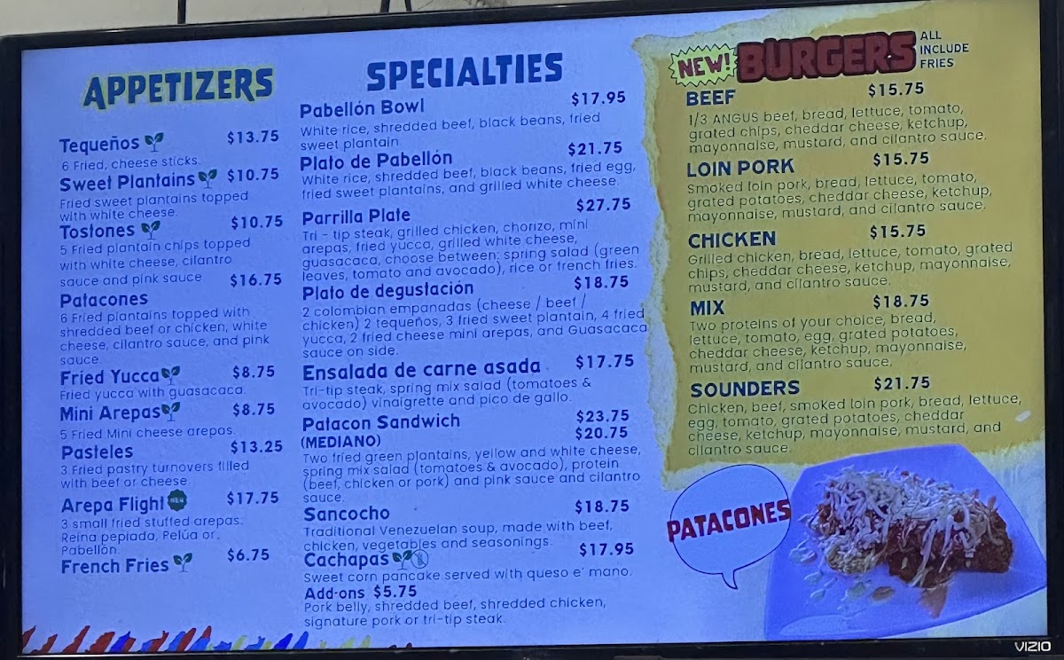 Menu Arepa Venezuelan Kitchen-1