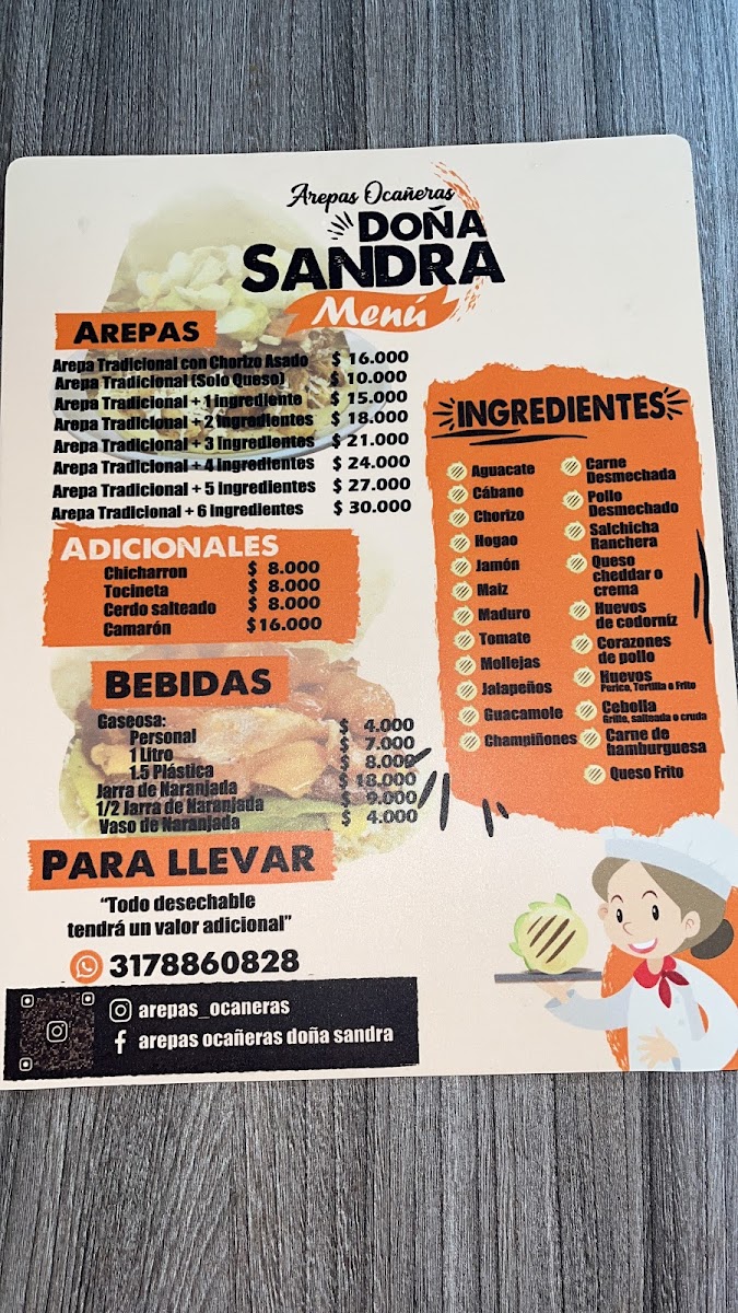 Menu Arepas Ocañeras Doña Sandra-1