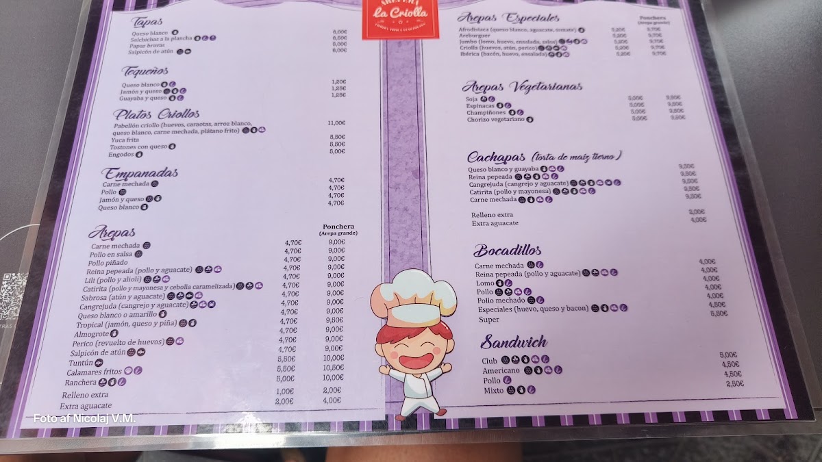 Menu Arepera La Criolla-1