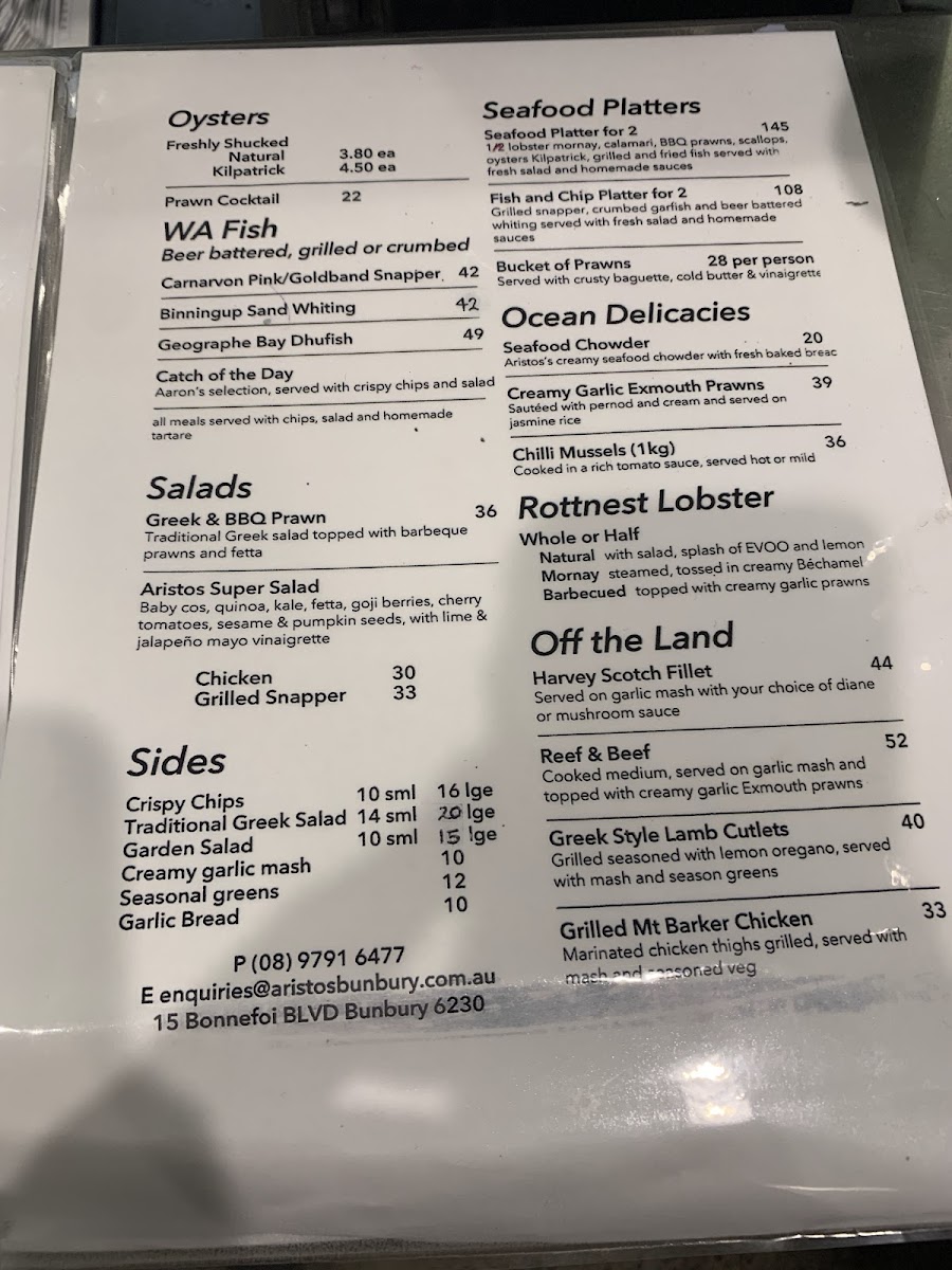 Menu Aristos Waterfront Bunbury-2