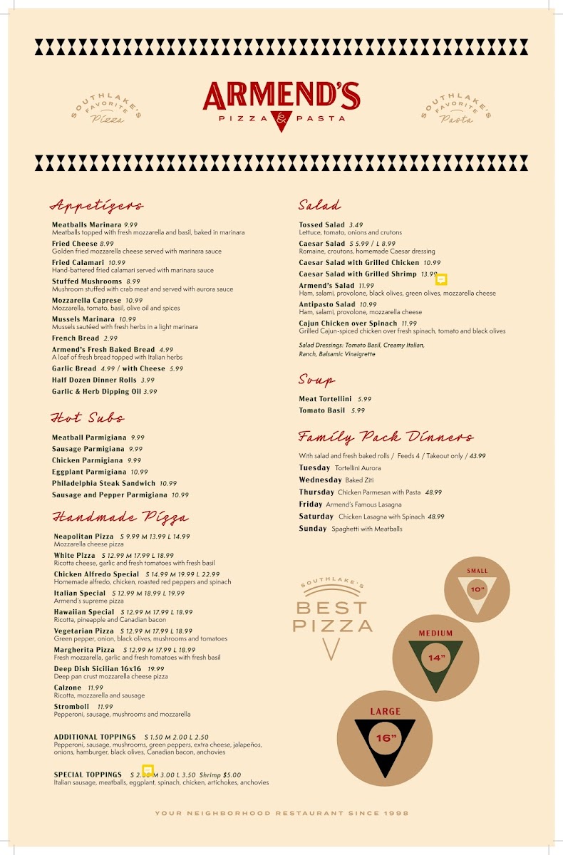 Menu Armend's Pizza & Pasta-2