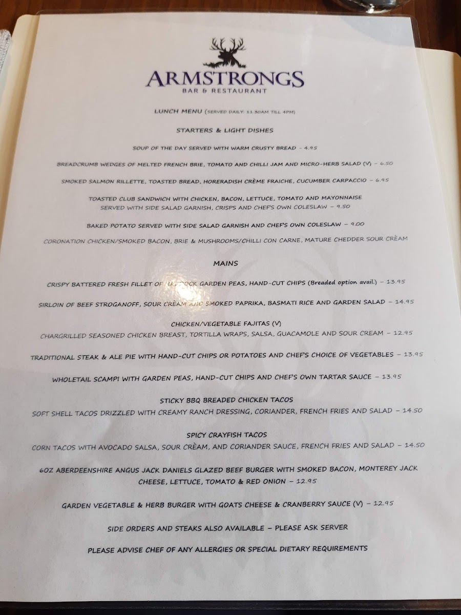 Menu Armstrong's Bar & Restaurant-1