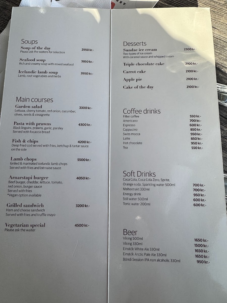Menu Arnarstapi Center And Snjófell Restaurant-2