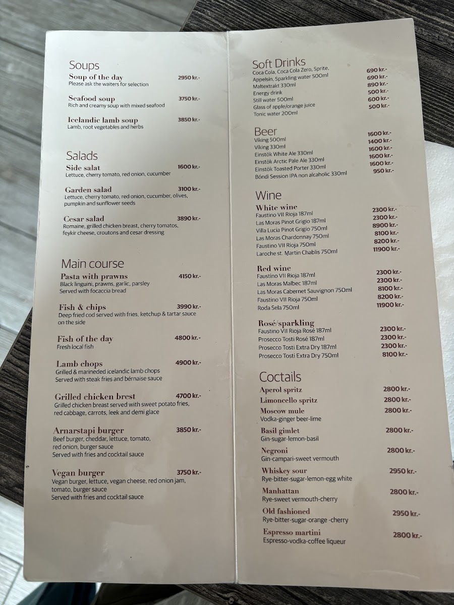 Menu Arnarstapi Center And Snjófell Restaurant-4