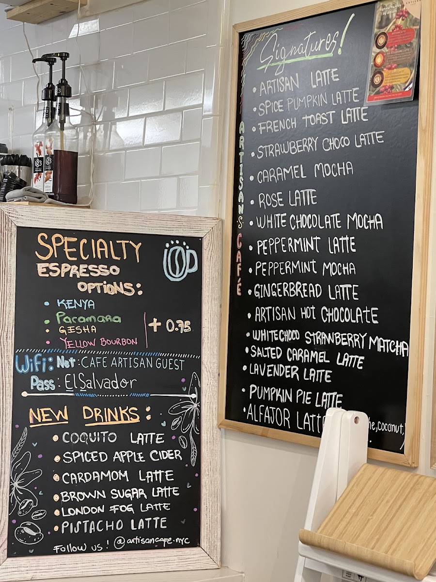 Menu Artisan Cafe-1