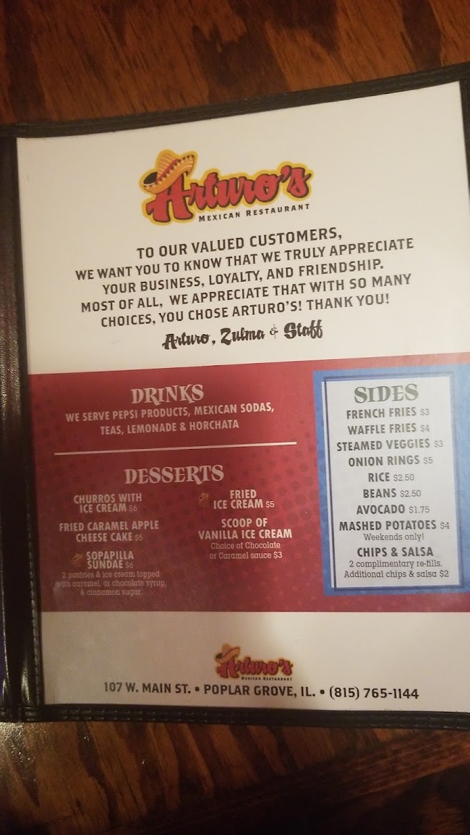 Menu Arturo's Mexican Restaurant-2