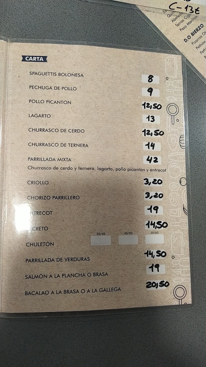 Menu Asador O Faneco Taperia Parque Forestal De Beade-2
