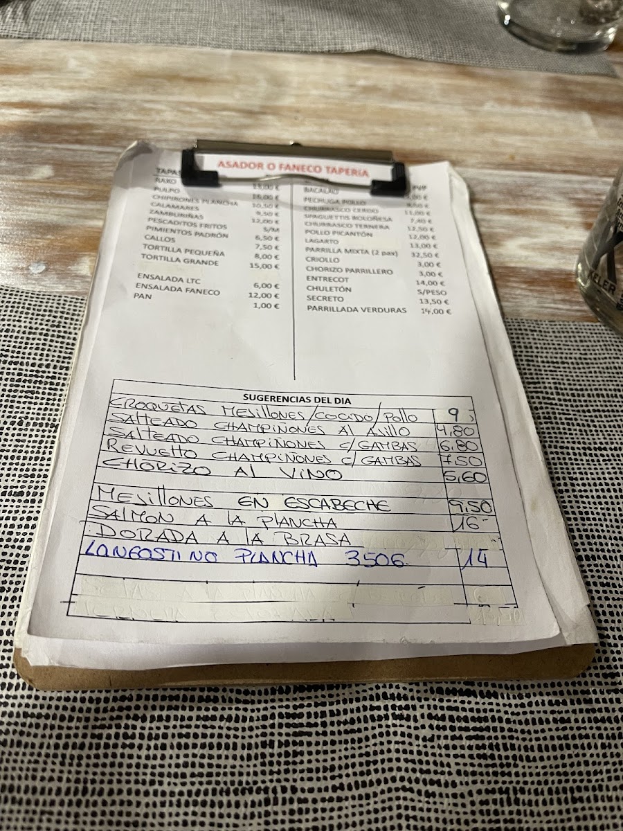 Menu Asador O Faneco Taperia Parque Forestal De Beade-5