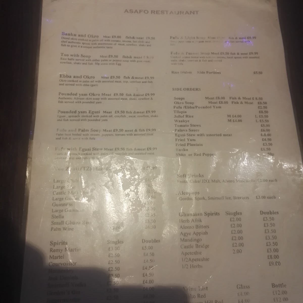 Menu Asafo Ghanaian Restaurant-5