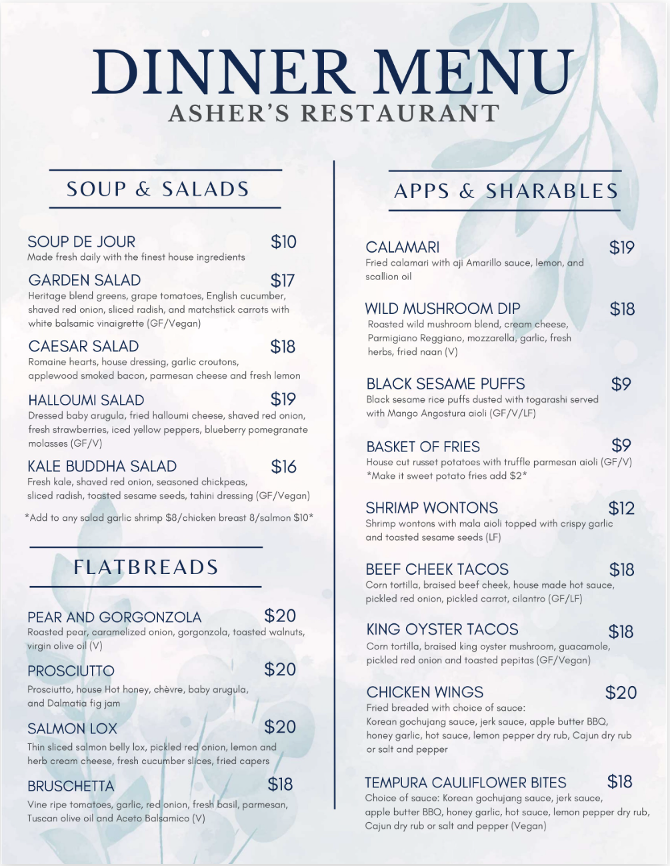Menu Asher's Restaurant & Patio-5