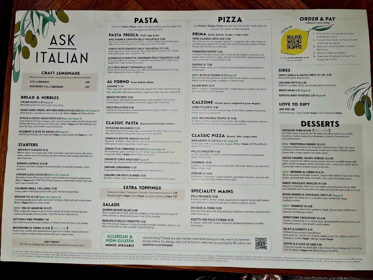 Menu Ask Italian - Horsham-2