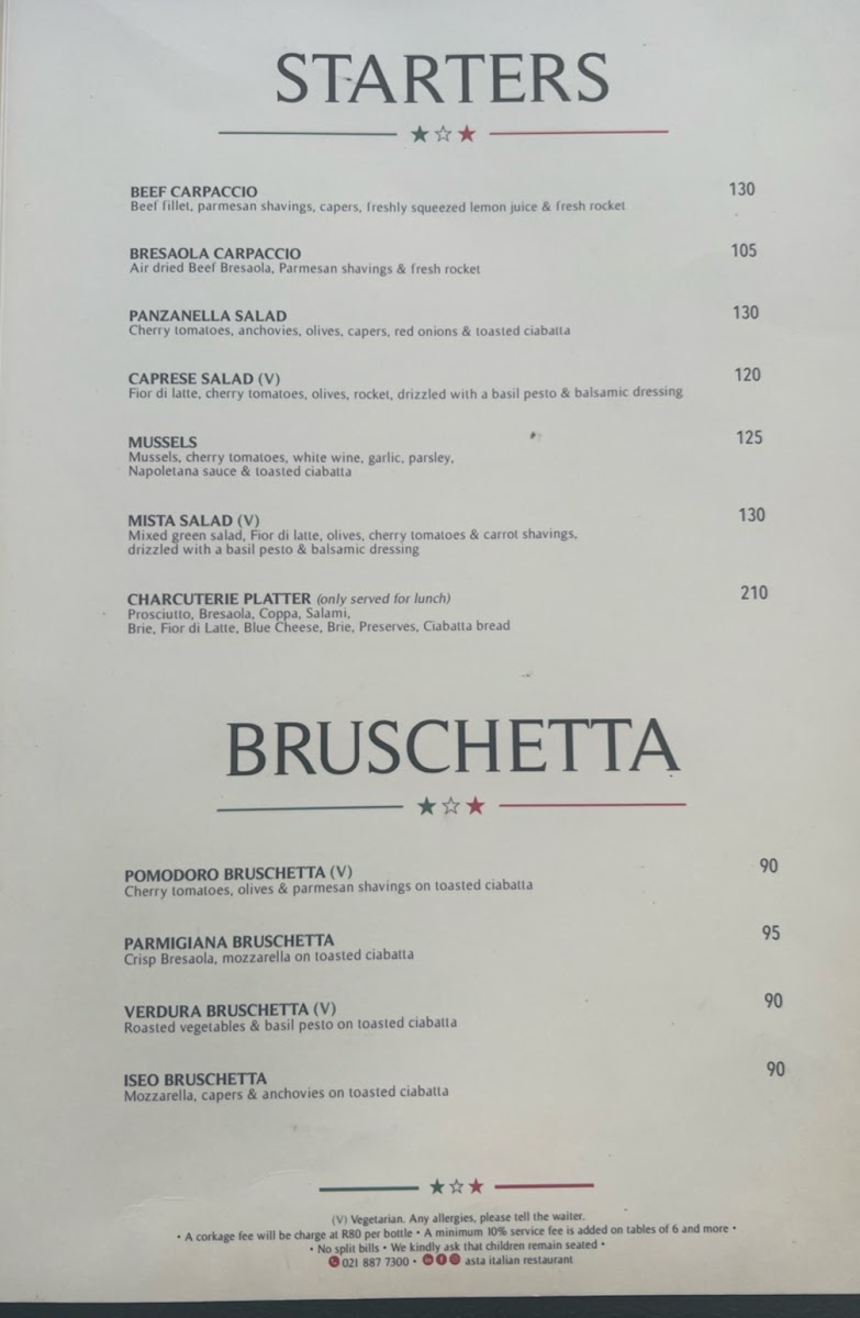 Menu Asta Italian Restaurant-3