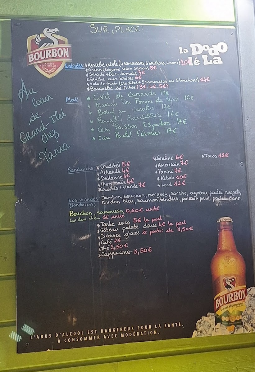 Menu Au Coeur De Grand Ilet Chez Tania-1