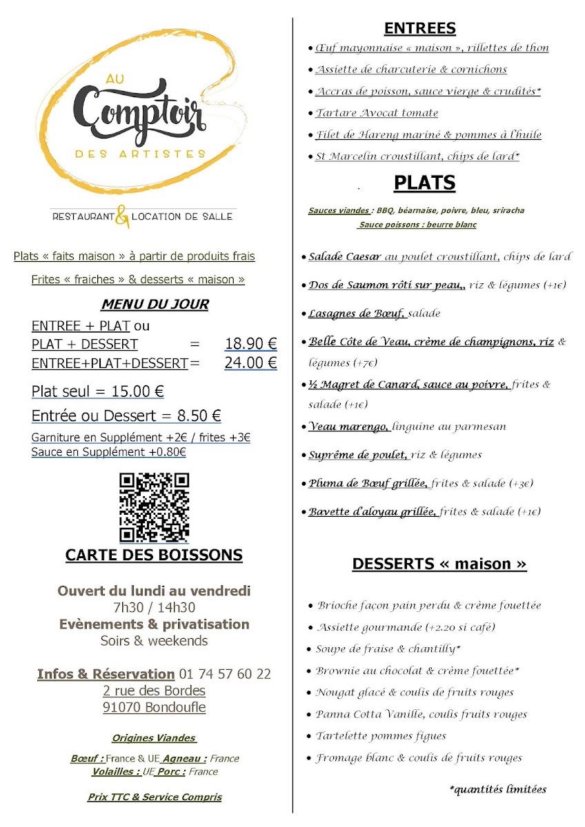 Menu Au Comptoir Des Artistes-1