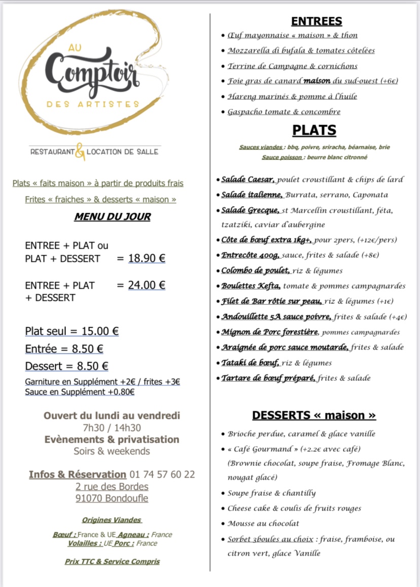Menu Au Comptoir Des Artistes-2