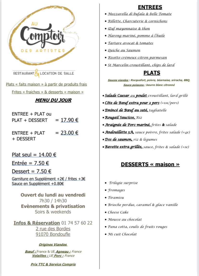 Menu Au Comptoir Des Artistes-4