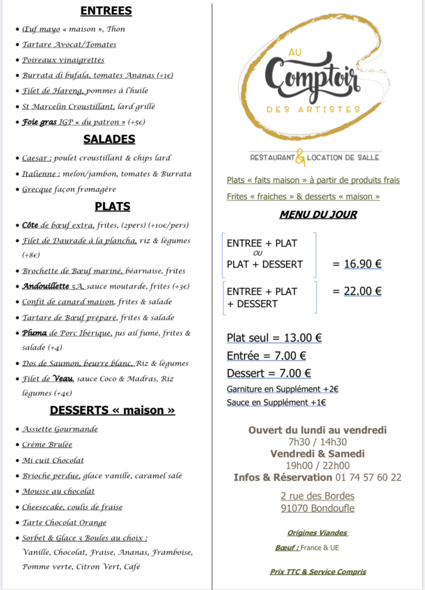 Menu Au Comptoir Des Artistes-5