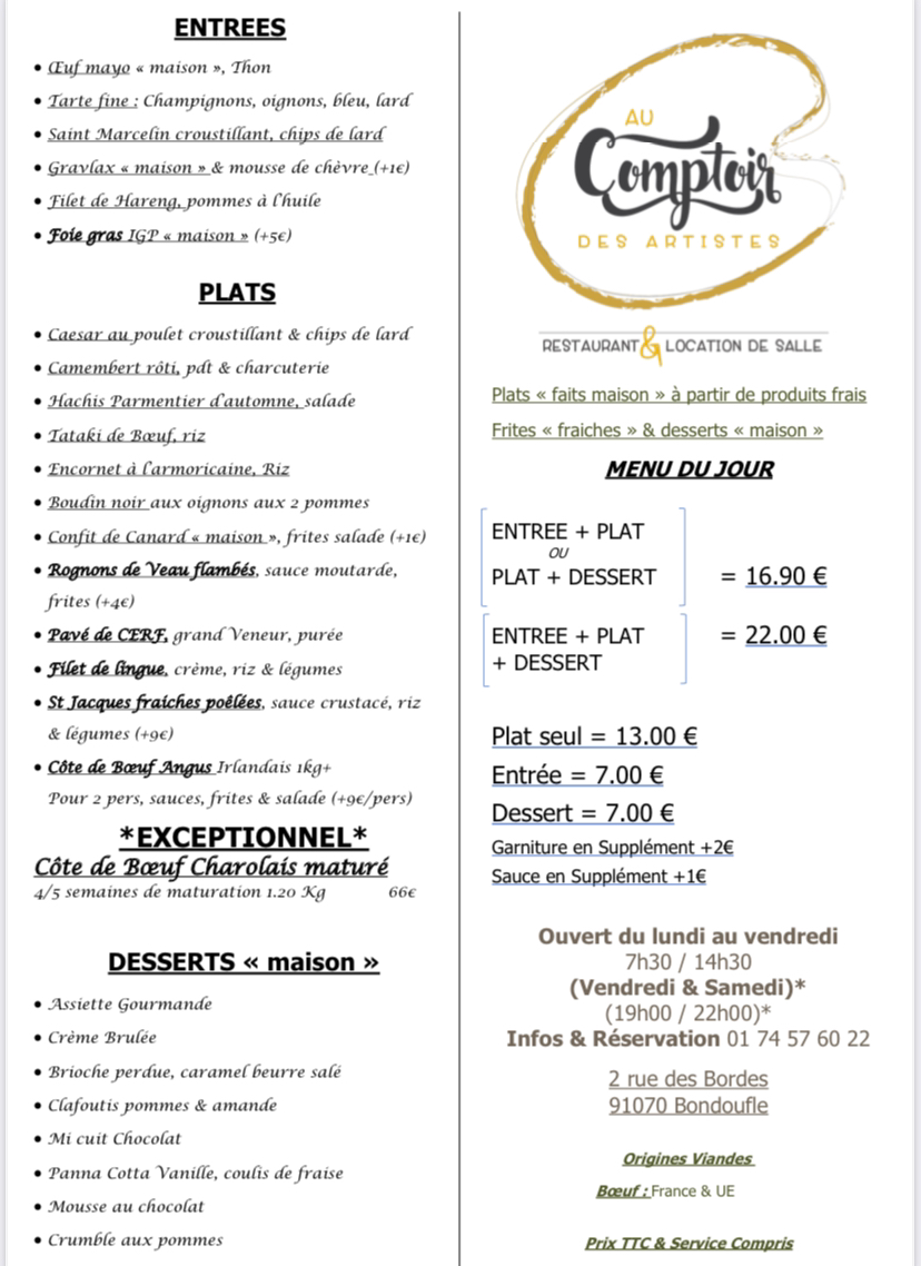 Menu Au Comptoir Des Artistes-6
