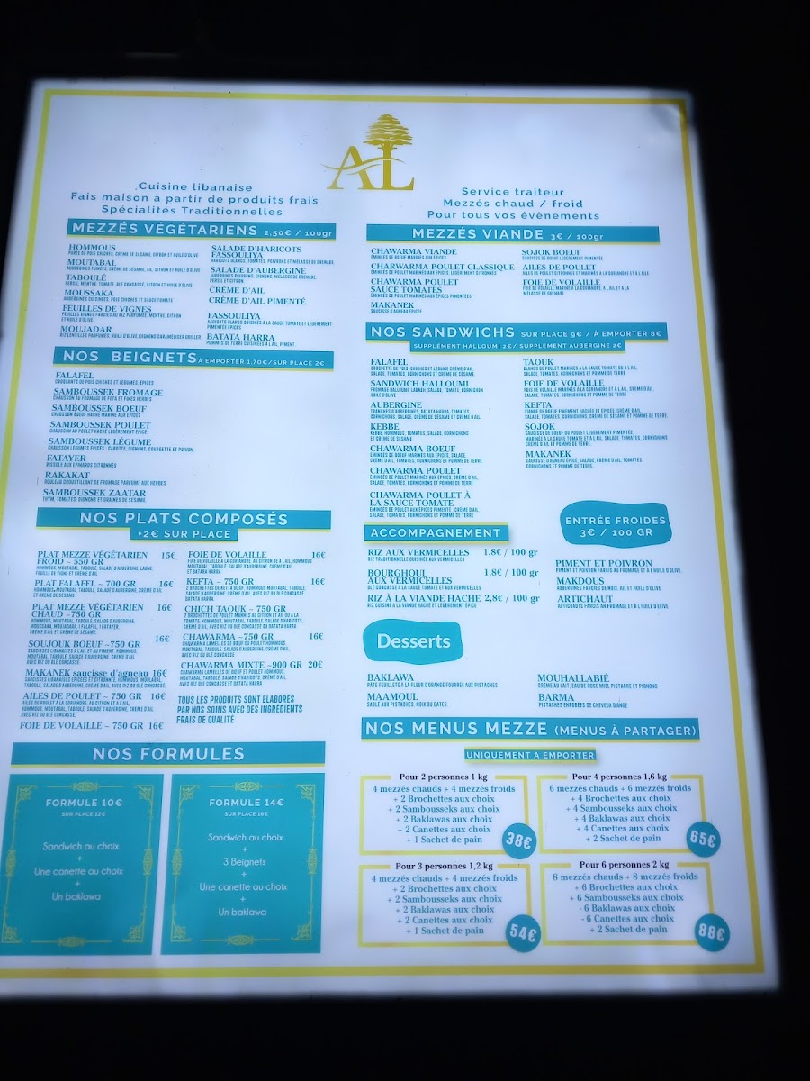 Menu Au Libanais De Saint-Maurice.-1