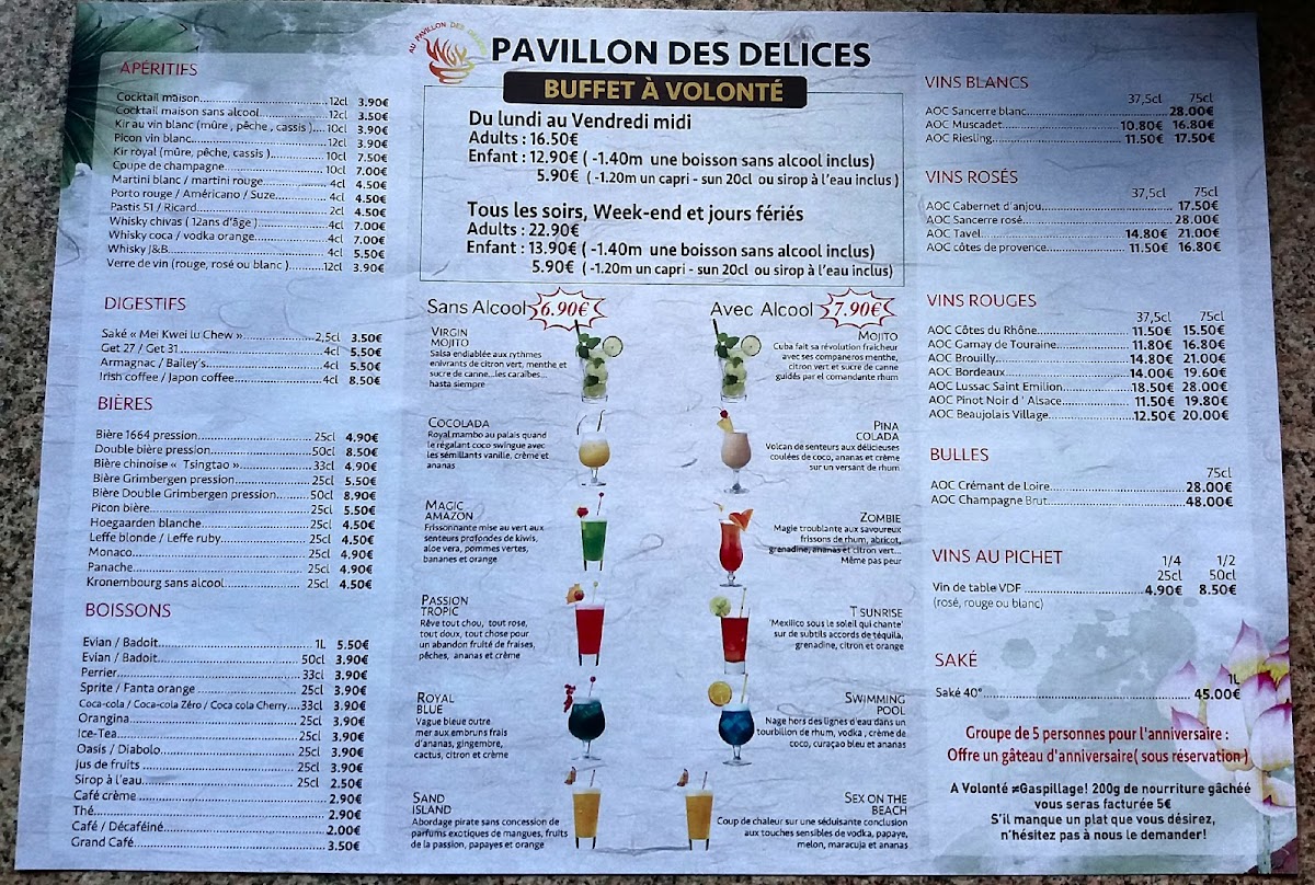 Menu Au Pavillon Des Delices-1