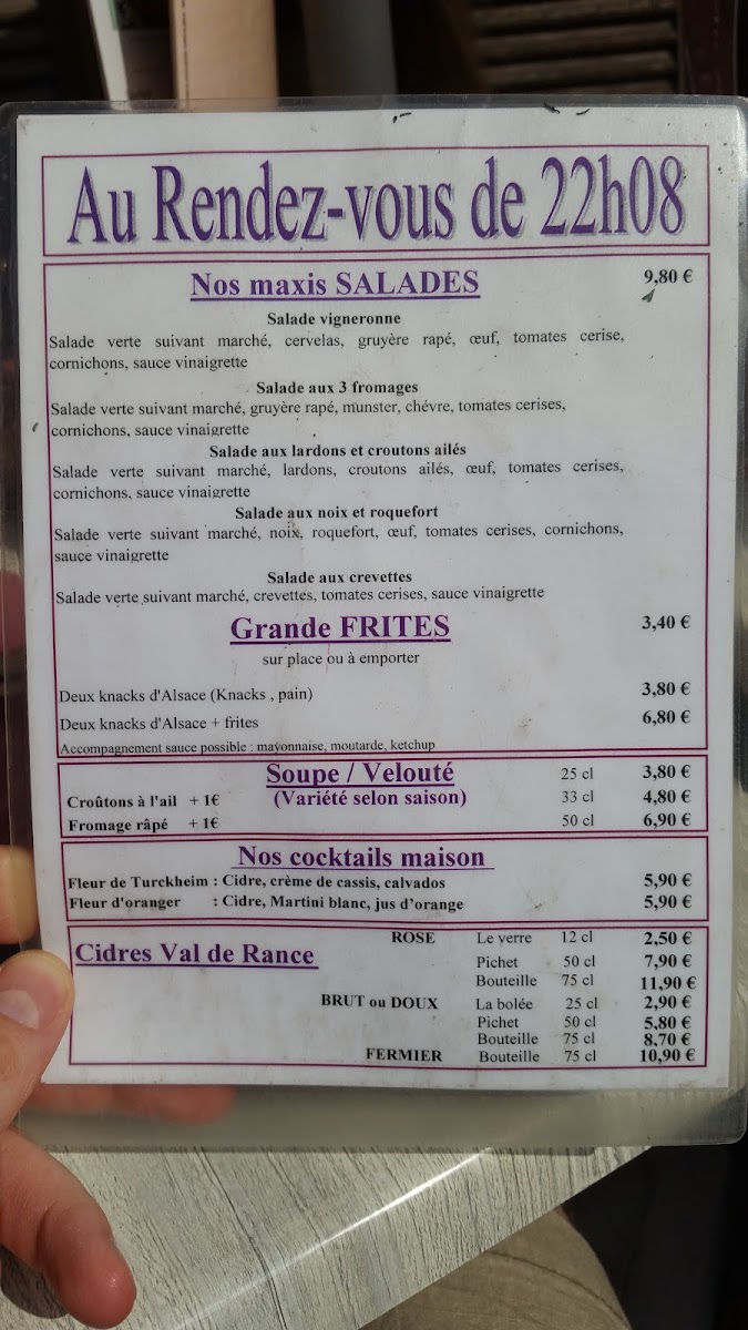 Menu Au Rendez-Vous De 22H08-2
