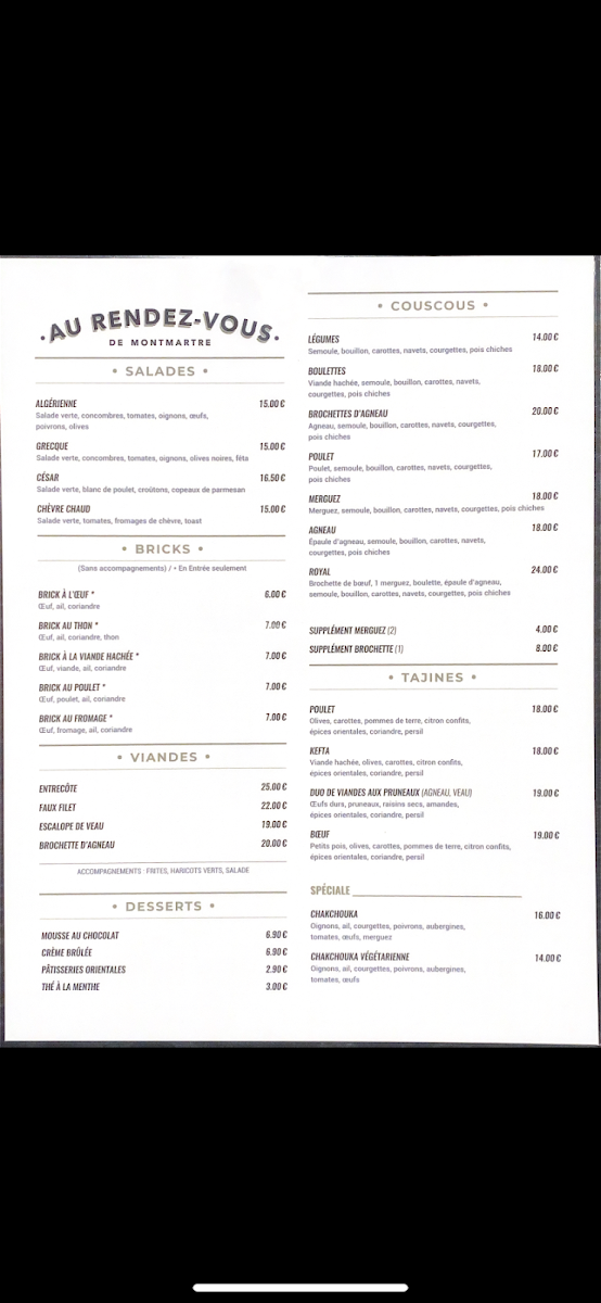 Menu Au Rendez-Vous De Montmartre-2