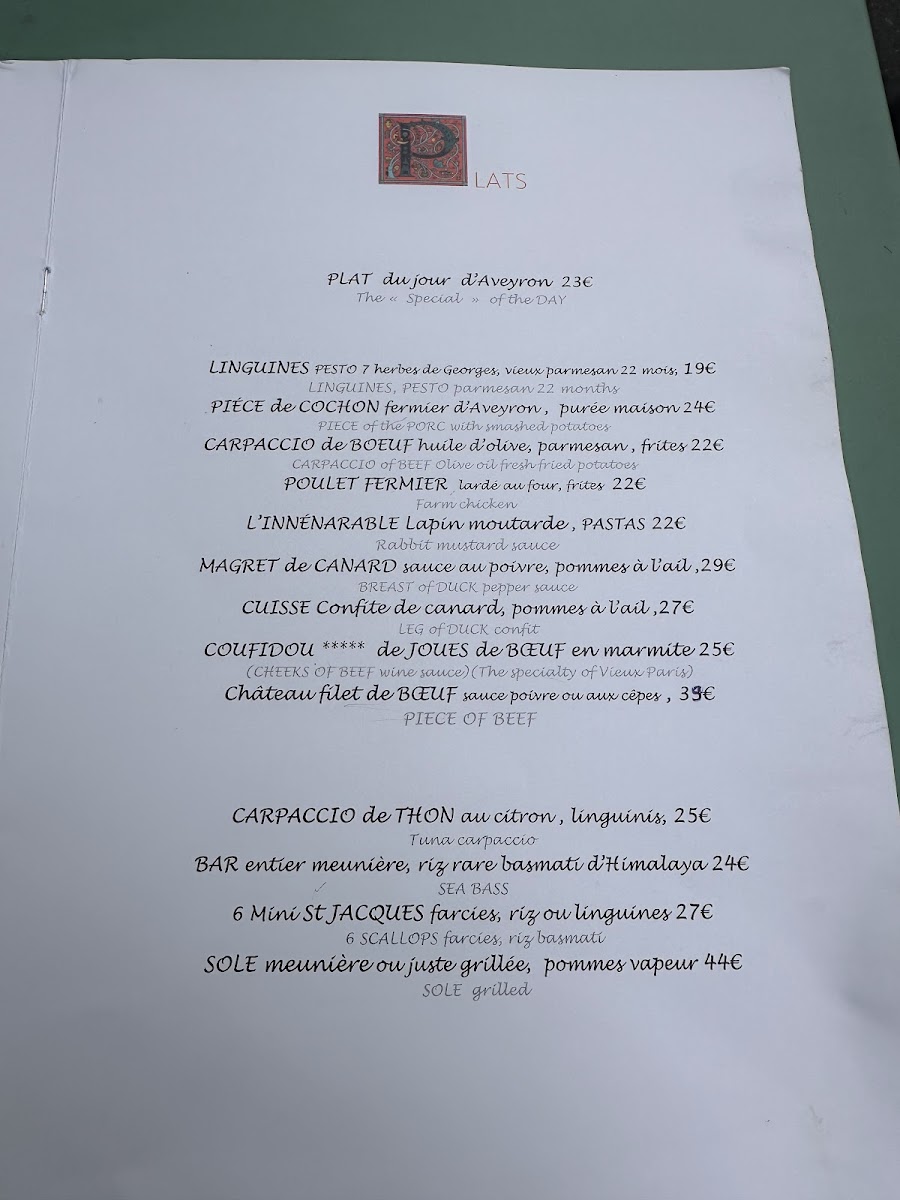 Menu Au Vieux Paris D'arcole-10