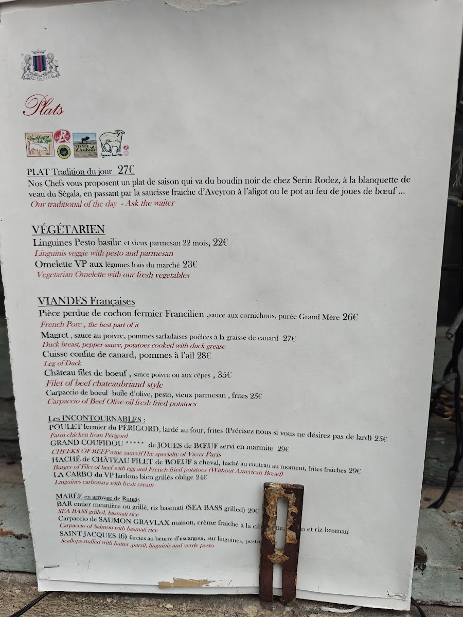 Menu Au Vieux Paris D'arcole-4