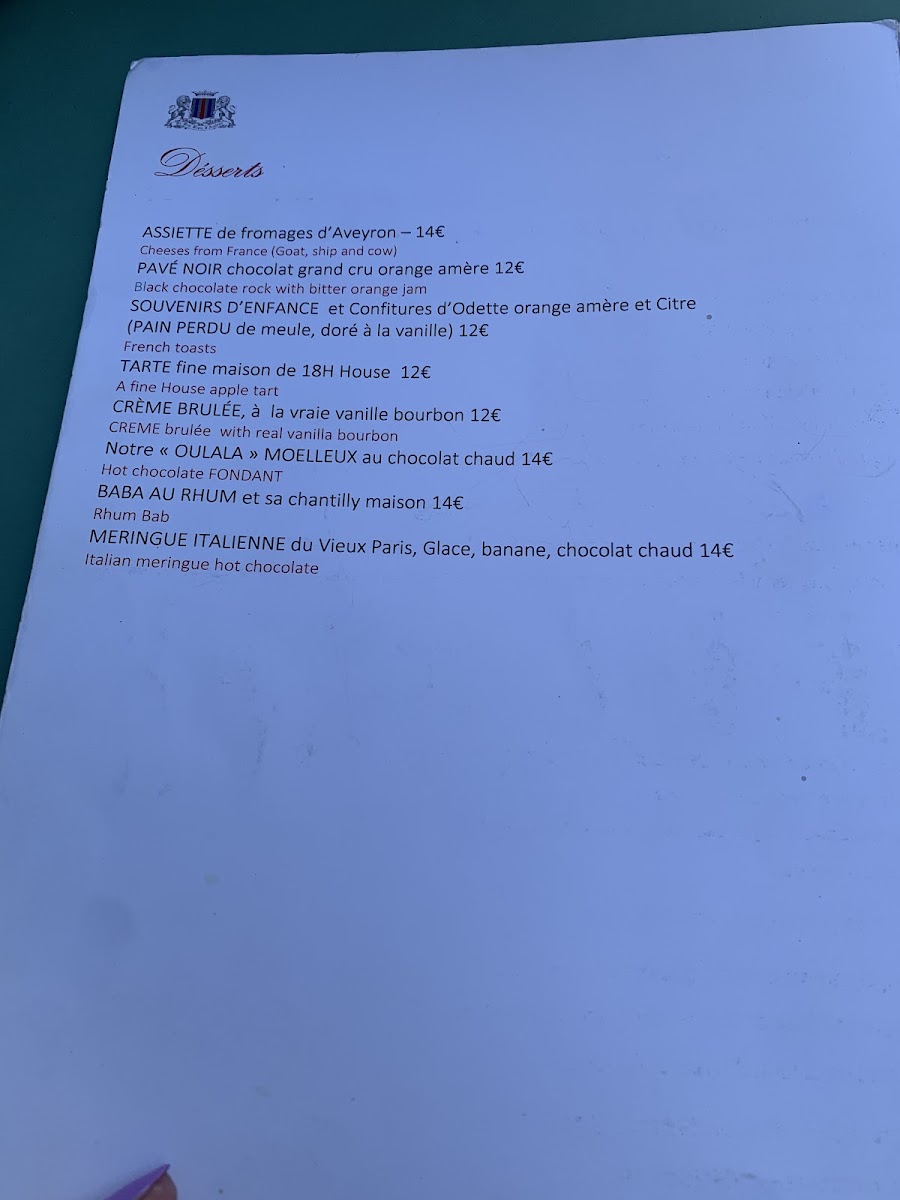 Menu Au Vieux Paris D'arcole-5