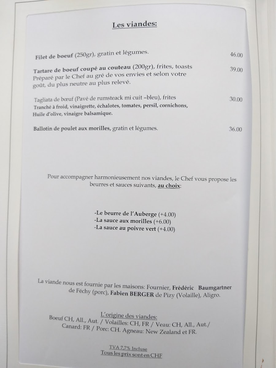 Menu Auberge Communale De Féchy-4