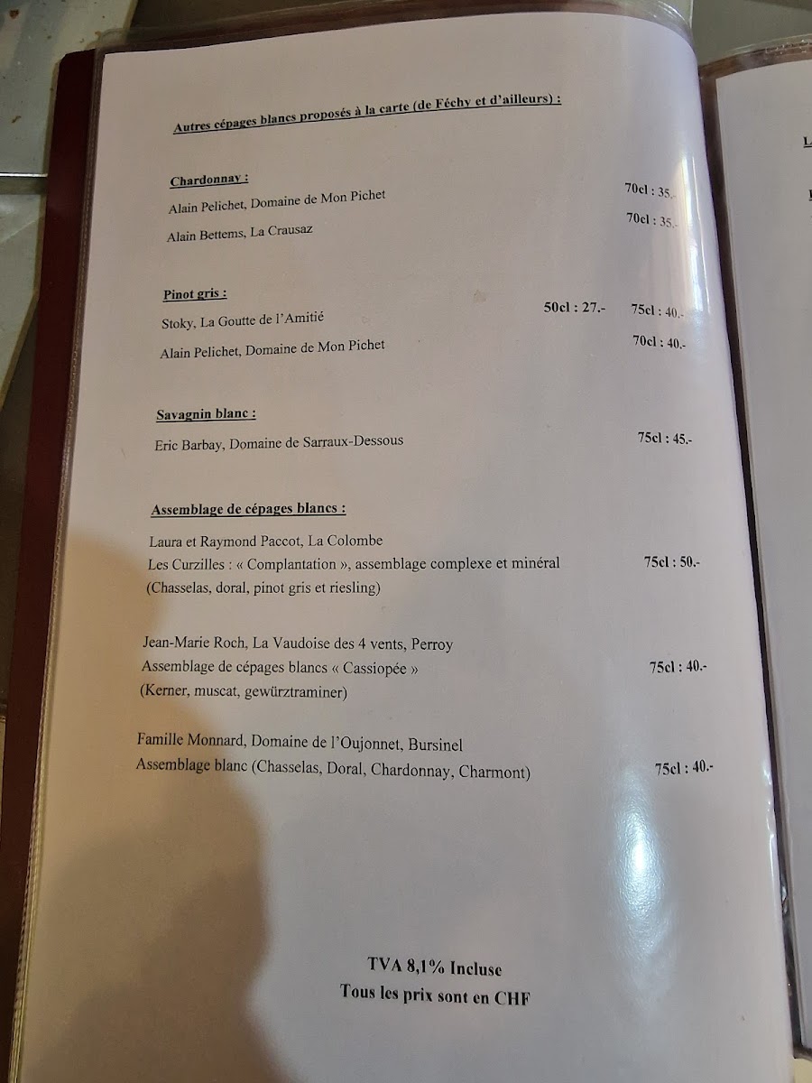 Menu Auberge Communale De Féchy-7