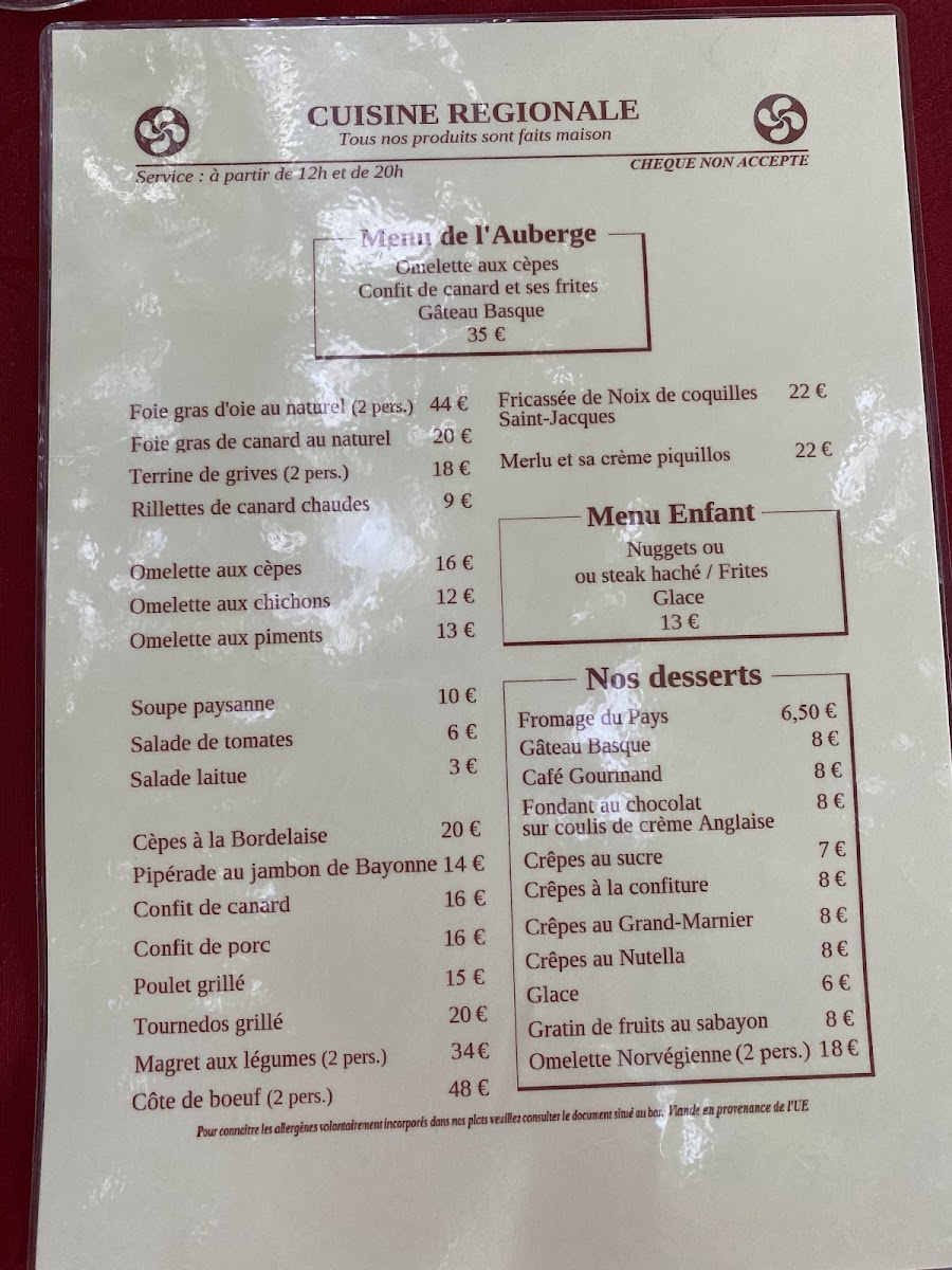 Menu Auberge D'achtal-6