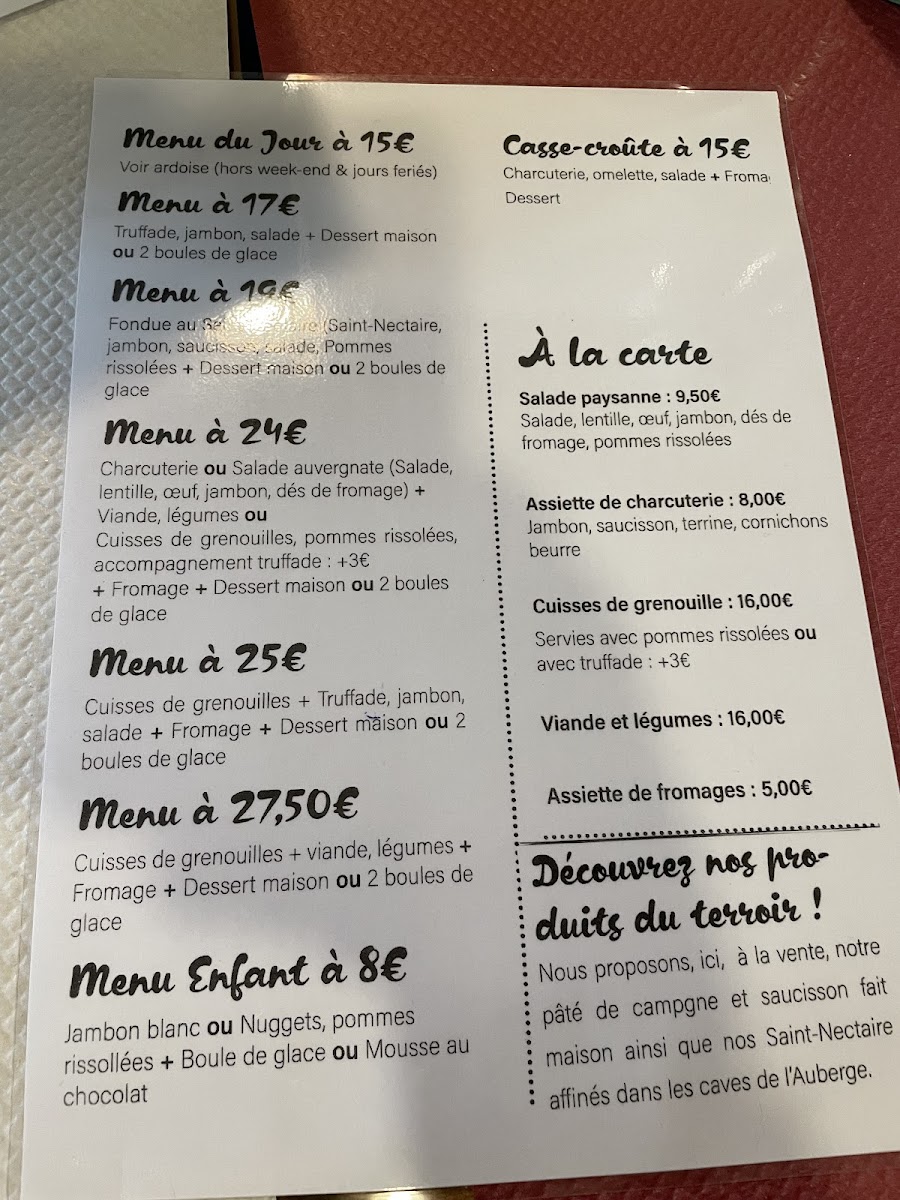 Menu Auberge De La Cabane-2