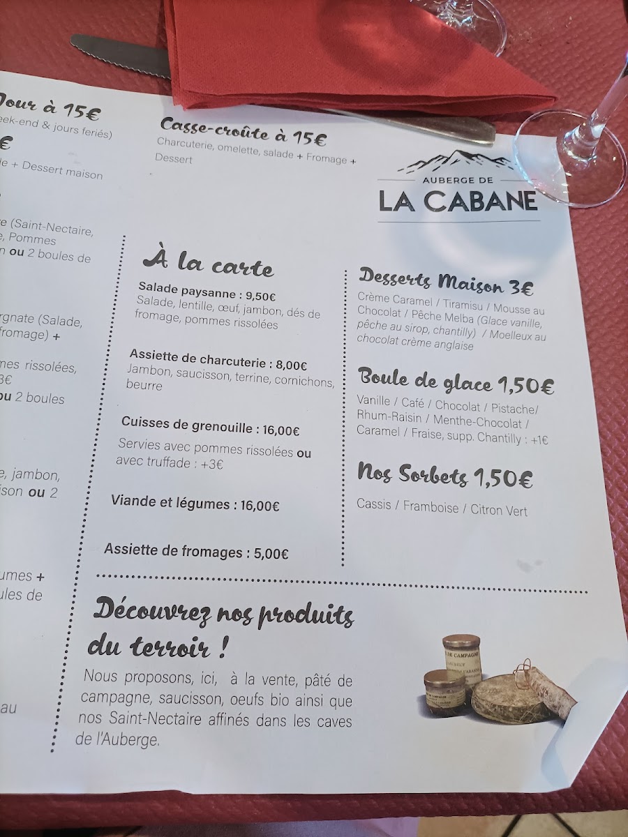 Menu Auberge De La Cabane-5