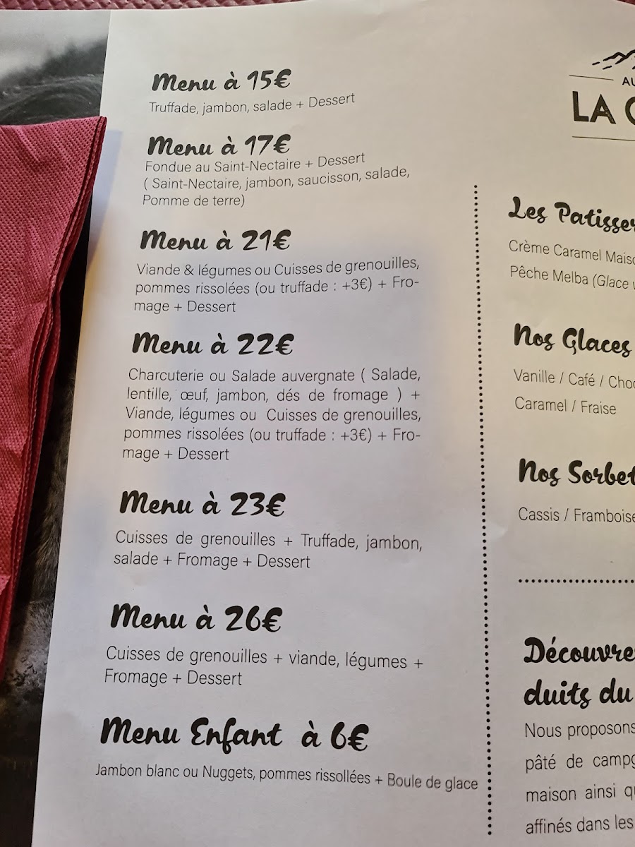 Menu Auberge De La Cabane-7