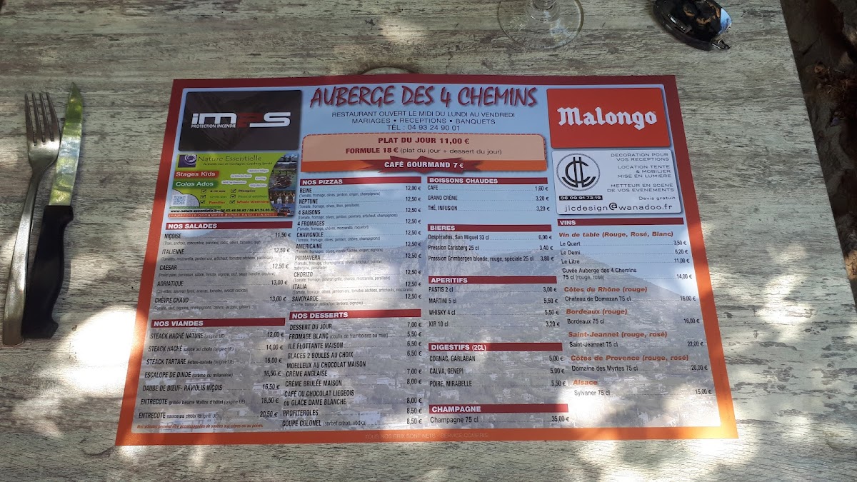 Menu Auberge Des 4 Chemins-4