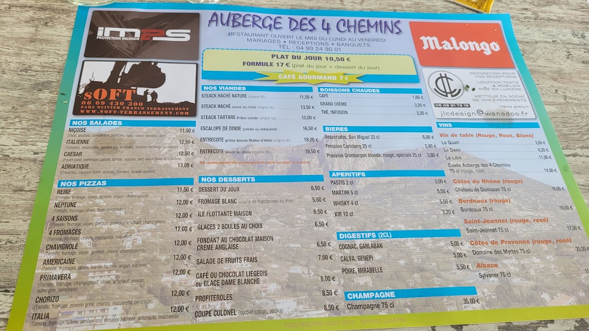 Menu Auberge Des 4 Chemins-5