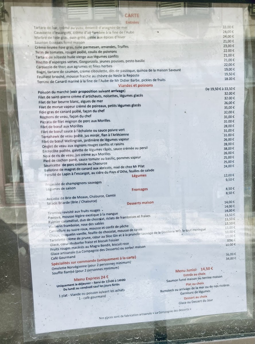 Menu Auberge Du Cygne De La Croix-2
