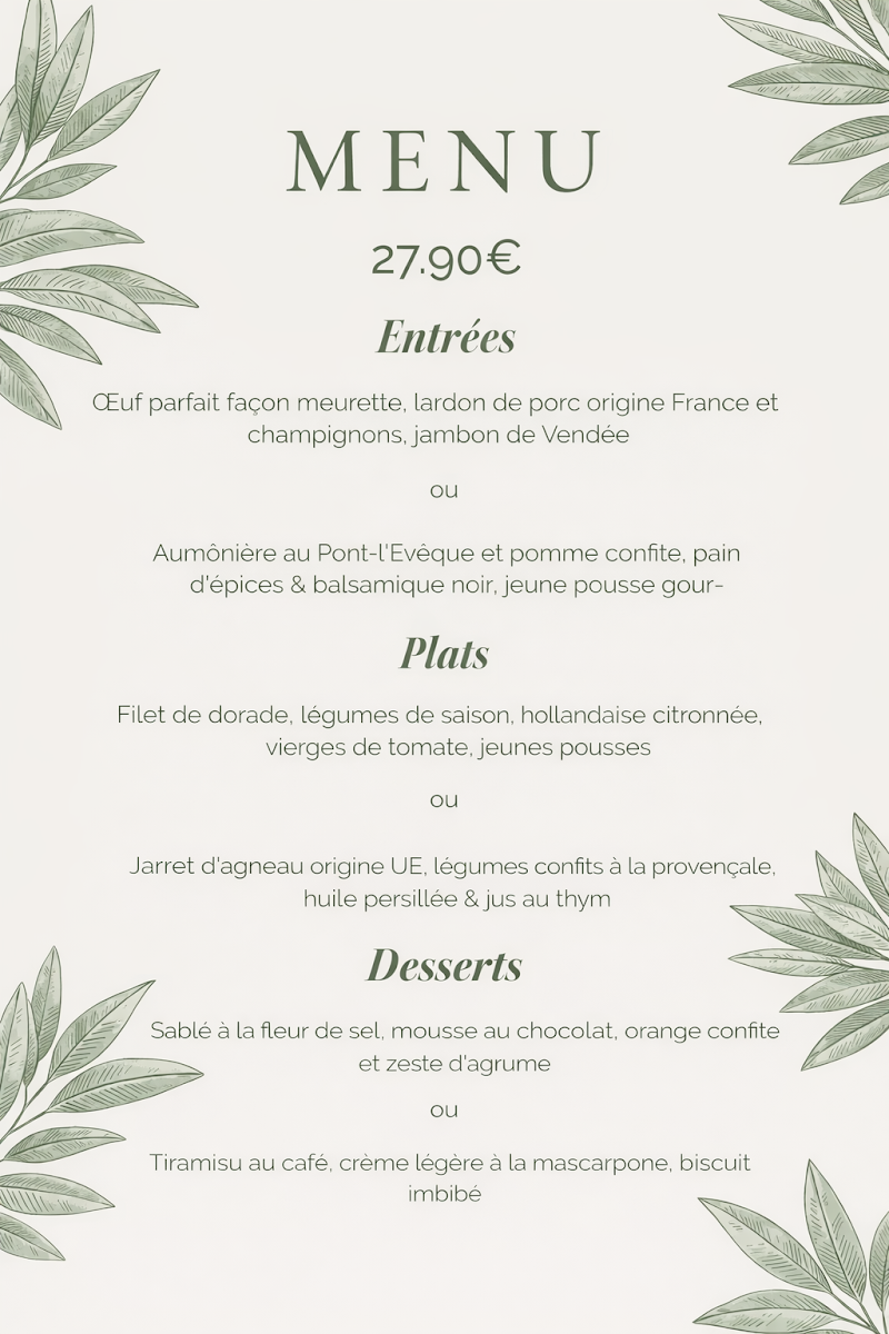 Menu Auberge Du Favril-2